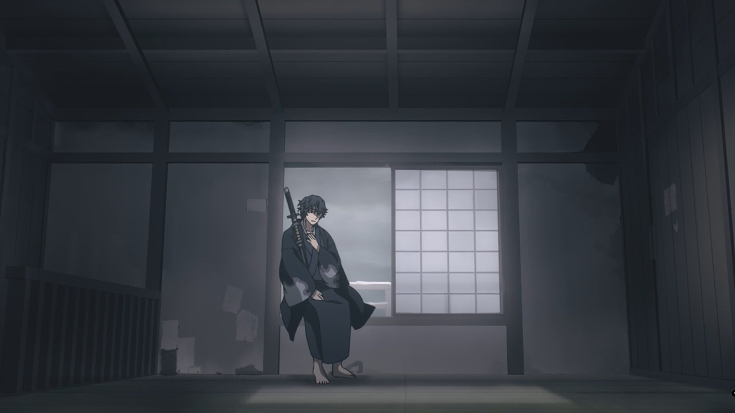 Jinya in a empty room, sitting on a window sill - Sword Of The Demon Hunter Season 1 Episode 14