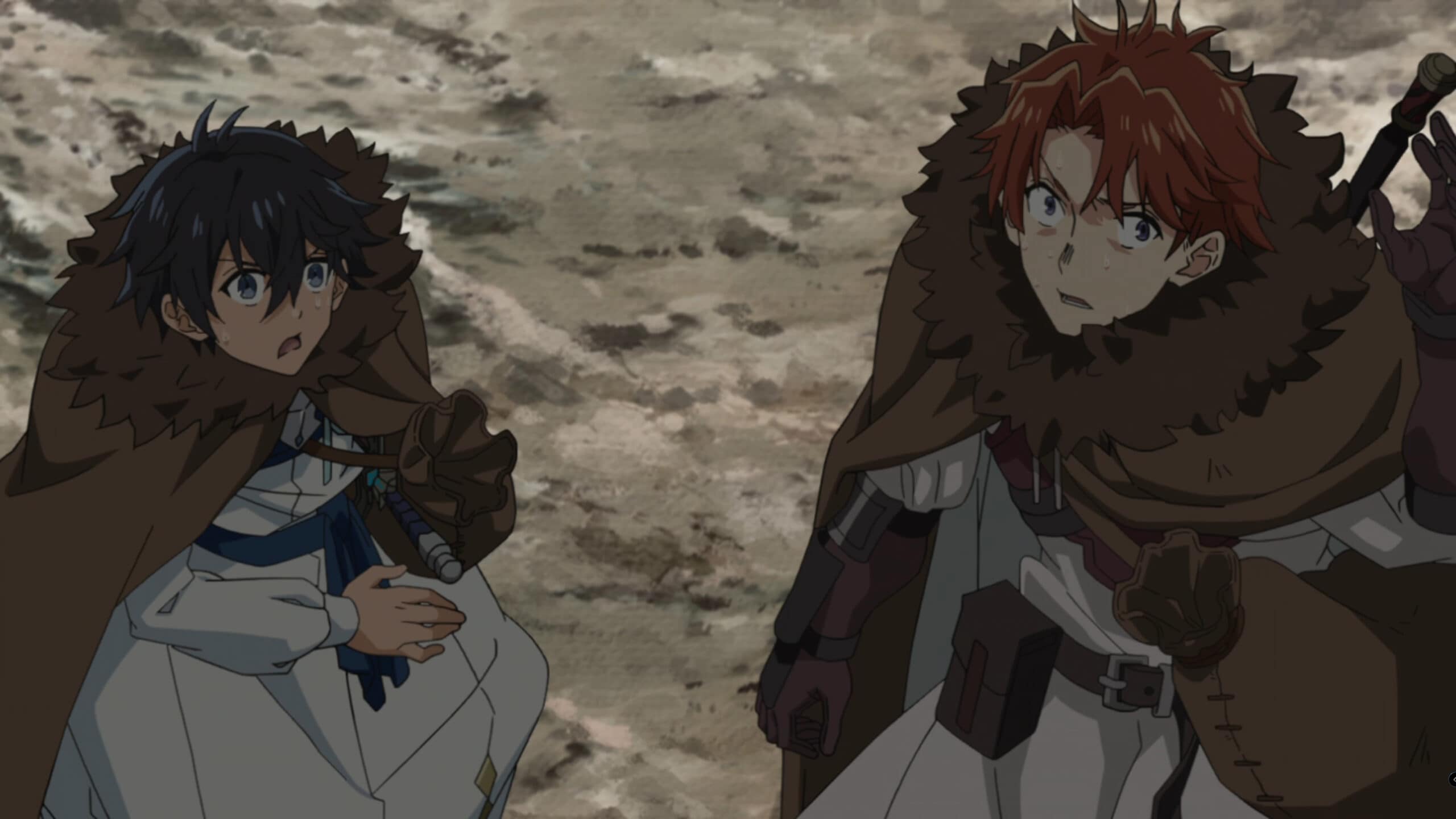 Ryo and Abel in the shadow of a griffon - The Water Magician Season 1 Episode 2