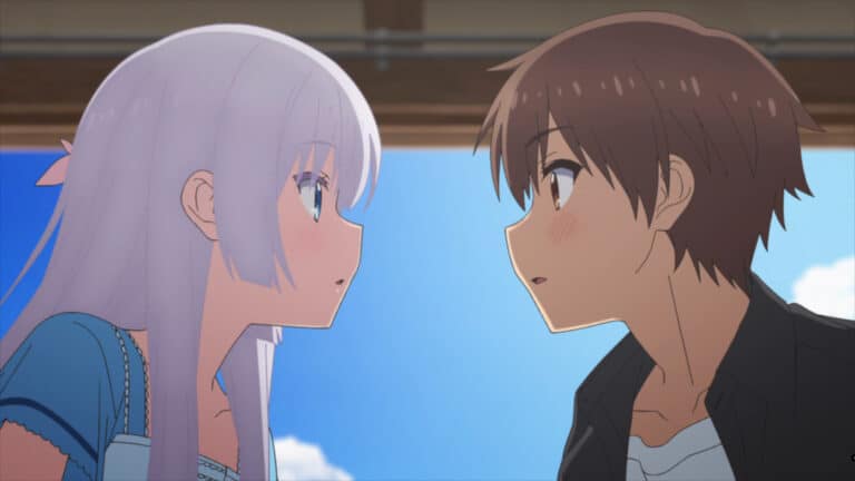 Shiroha and Takahara looking at each other after looking at Umi - Summer Pockets Season 1 Episode 16
