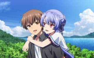 Takahara and Ao spending the day together, with Ao on Takahara's back - Summer Pockets Season 1 Episode 14