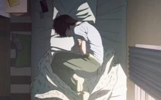 Yoshiki (Chiaki Kobayashi) curled up in his bed - The Summer Hikaru Died Season 1 Episode 1