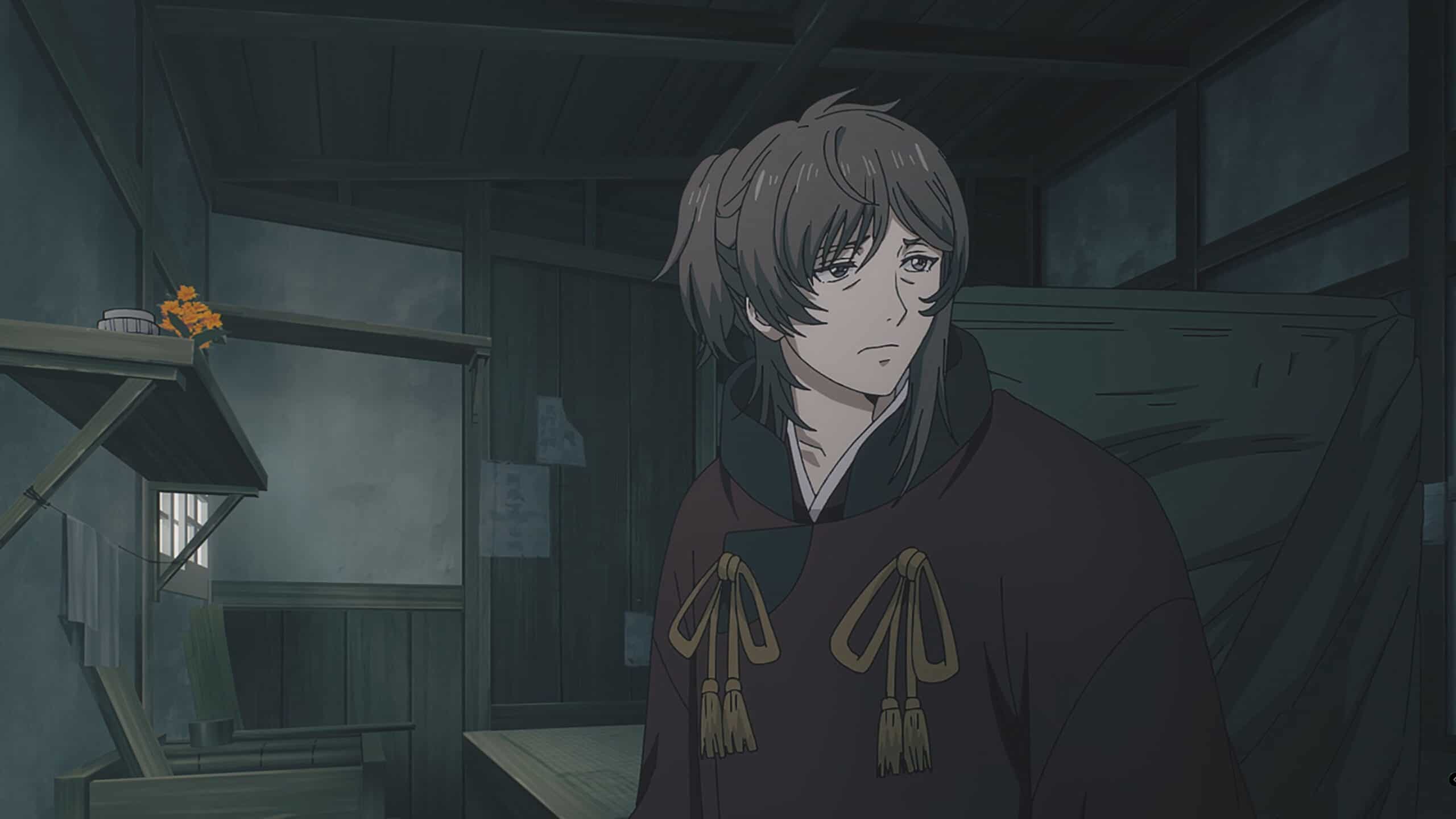 Akitsu looking at Jinya's home - Sword Of The Demon Hunter Season 1 Episode 18