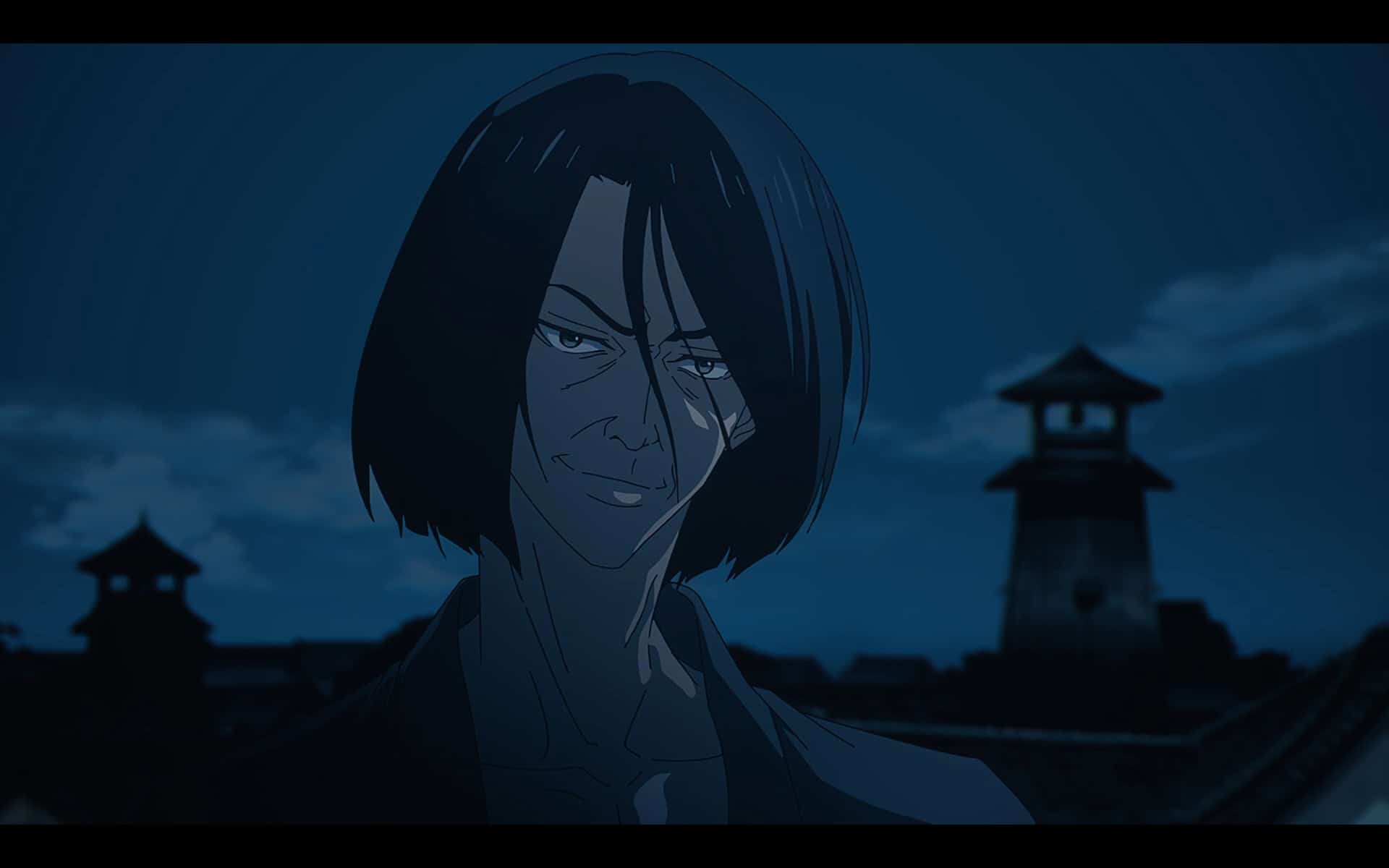 Kiichi Okada (Kazuya Nakai) smiling at Jinya - if not smirking. - Sword of the Demon Hunter Season 1 Episode 17