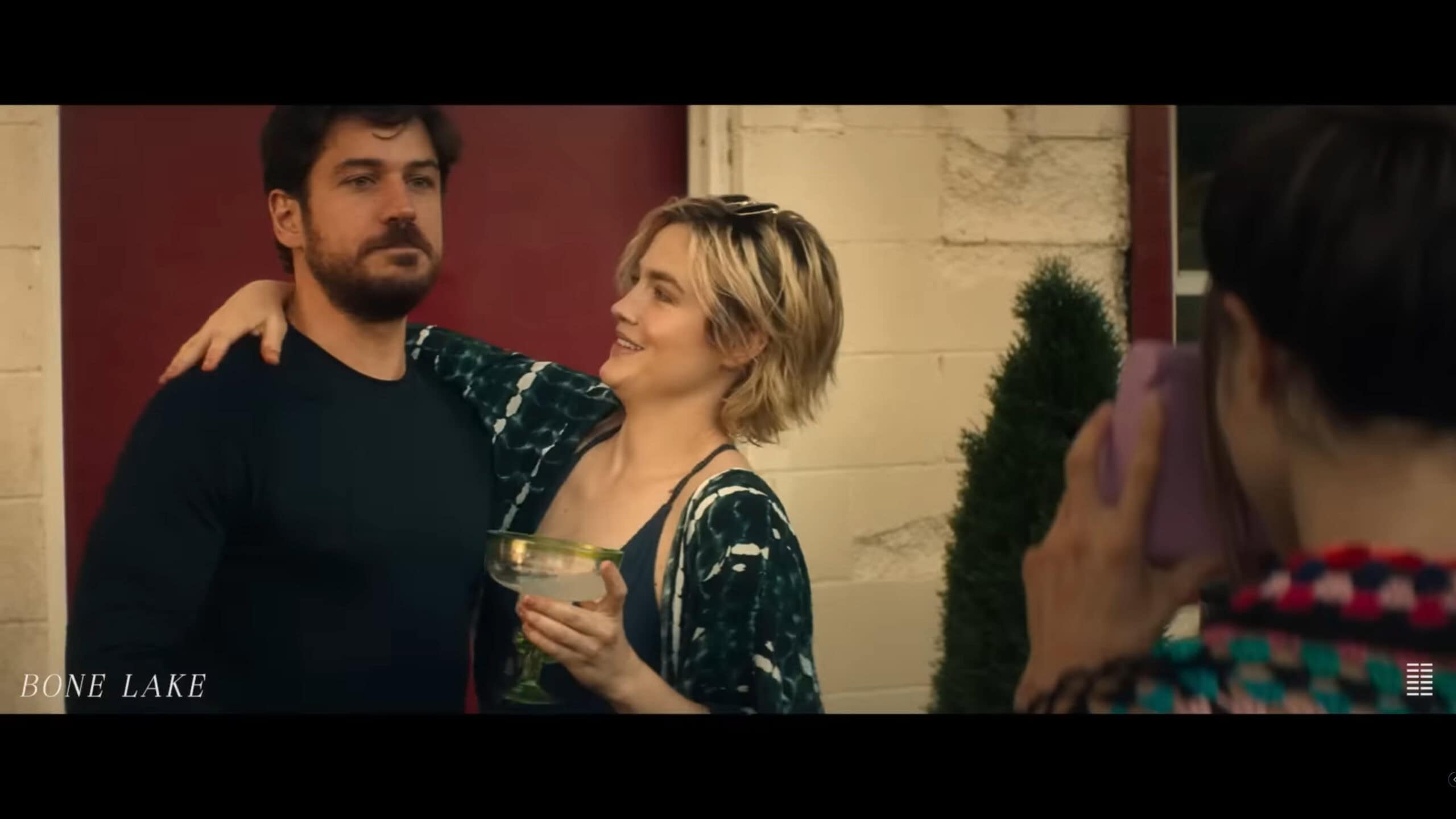 Diego (Marco Pigossi) and Sage (Maddie Hasson) at the mansion, talking to Will and Cin – Bone Lake 