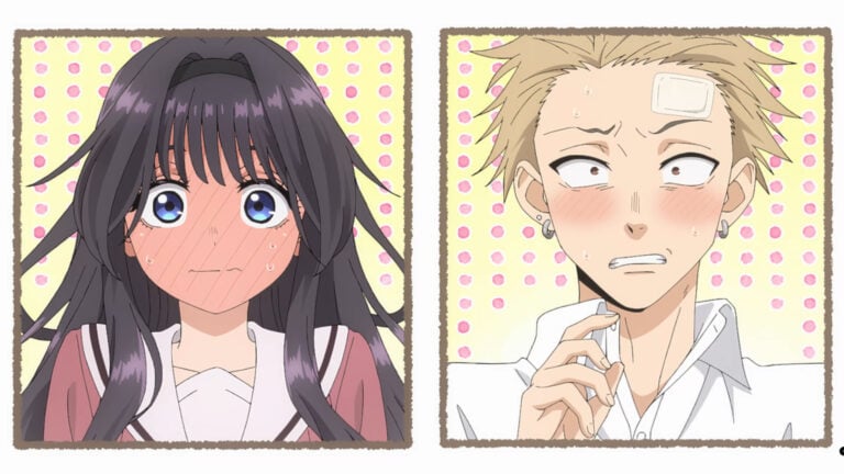 Kaoruko and Rintaro looking embarassed - The Fragrant Flower Blooms with Dignity Season 1 Episode 2