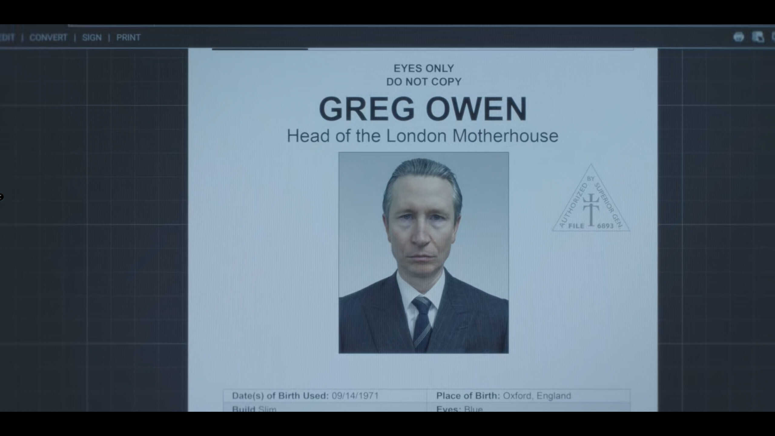 The file Helen has on Greg (Jonathan Aris) - Talamasca The Secret Order Season 1 Episode 2