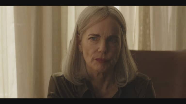 Helen (Elizabeth McGovern) talking to one of her assistants - Talamasca – The Secret Order Season 1 Episode 1