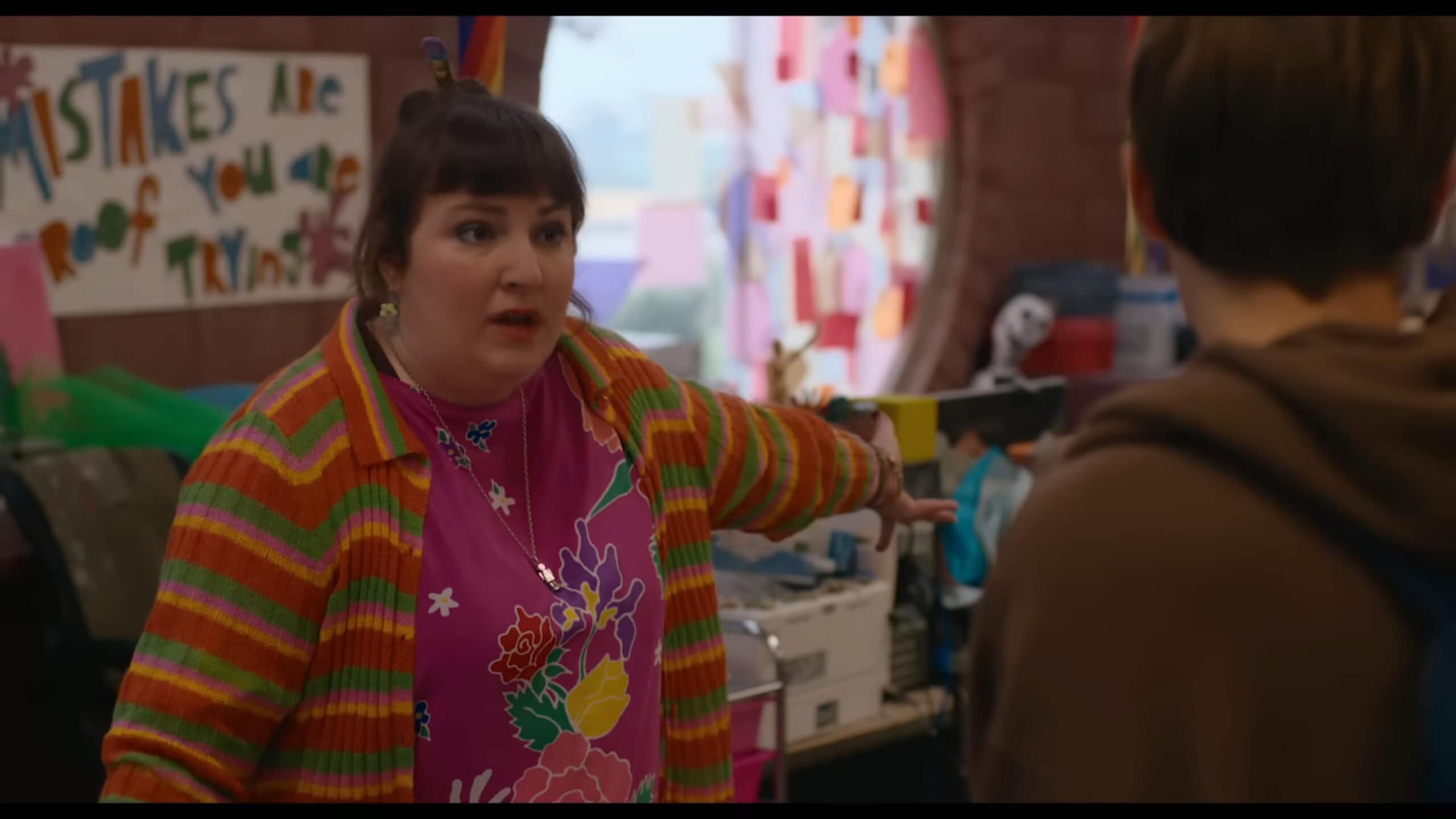 Ms. Lyons (Lena Dunham) giving B advice and trying to get them to draw – I Wish You All The Best 