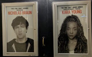Doug (Nicholas Braun) and Kayleen (Kara Young) in advertisement for Gruesome Playground Injuries